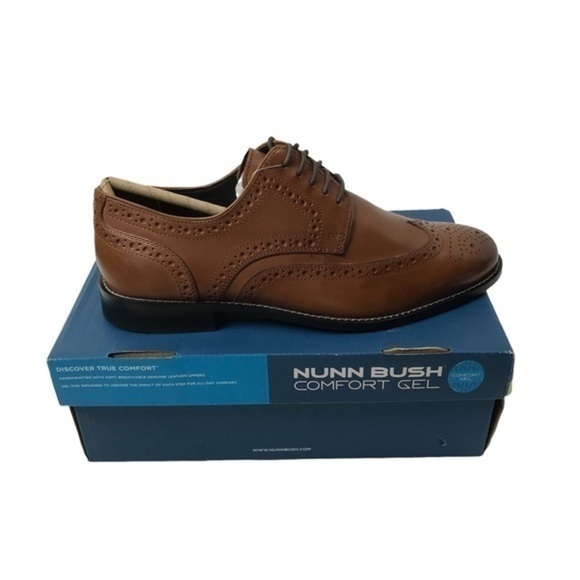 NUNN BUSH Nelson Men's Wingtip Oxford Style Shoes 10 W Wide Cognac